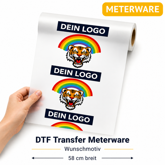 DTF Transfer Meterware 58 × 100 cm – Wunschmotiv druckfertig auf Folie