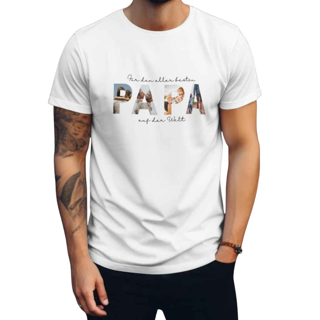 Personalisiertes PAPA T-Shirt mit Foto – Geschenk für Vatertag oder Geburtstag