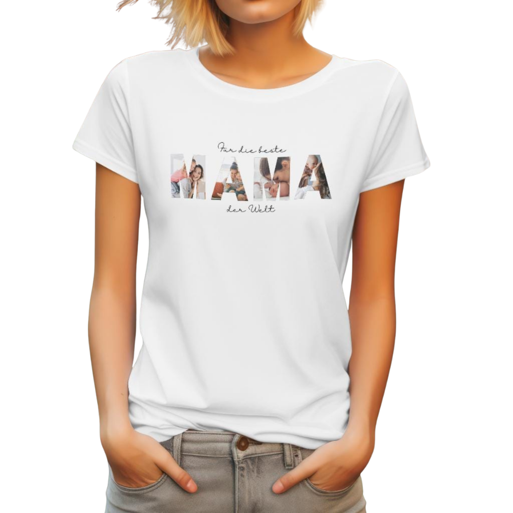 Personalisiertes MAMA T-Shirt mit Foto – Geschenk für Muttertag oder Geburtstag