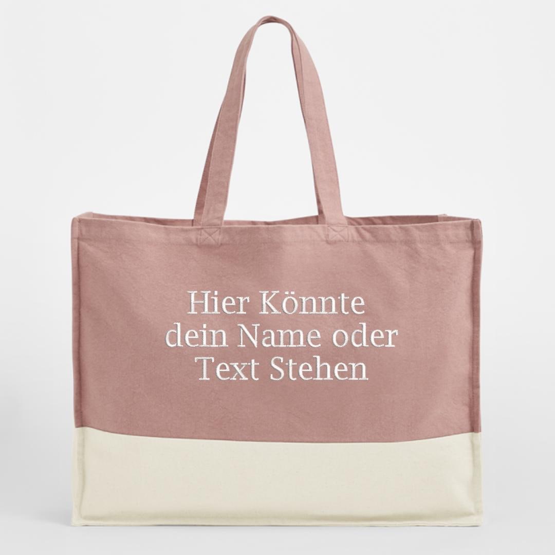 Shopper Tasche besticken lassen mit Namen – Westford Mill Bio Baumwollcanvas Tasche personalisiert