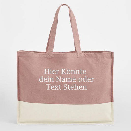 Shopper Tasche besticken lassen mit Namen – Westford Mill Bio Baumwollcanvas Tasche personalisiert